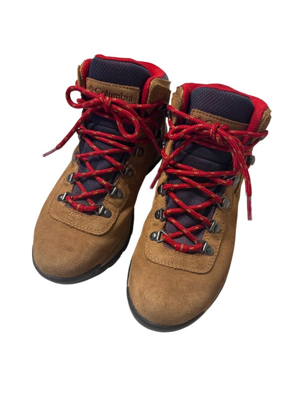7.5 Womens Columbia Newton Ridge Plus Brown Red Amped Waterproof Hiking Boots